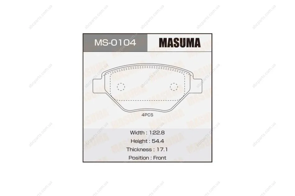 Колодки гальмівні (MS-0104) MASUMA 'MS-0104 (фото 1)