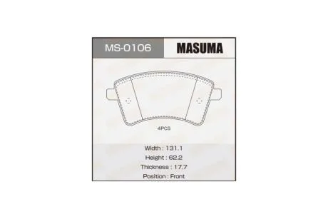 Колодки гальмівні (MS-0106) MASUMA MS0106