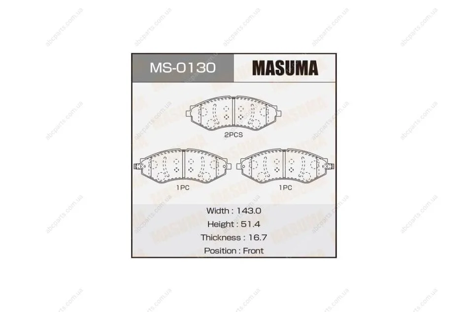 Колодки гальмівні (MS-0130) MASUMA MS0130 (фото 1)