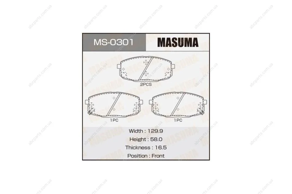 Колодки тормозные передн Hyundai i30 (07-)/Kia Ceed (06-) (MS-0301) MASUMA MS0301 (фото 1)