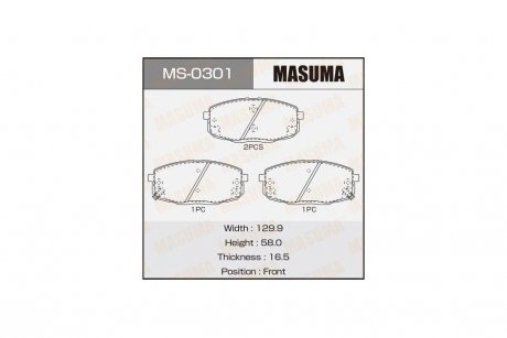 Колодки тормозные передн Hyundai i30 (07-)/Kia Ceed (06-) (MS-0301) MASUMA MS0301