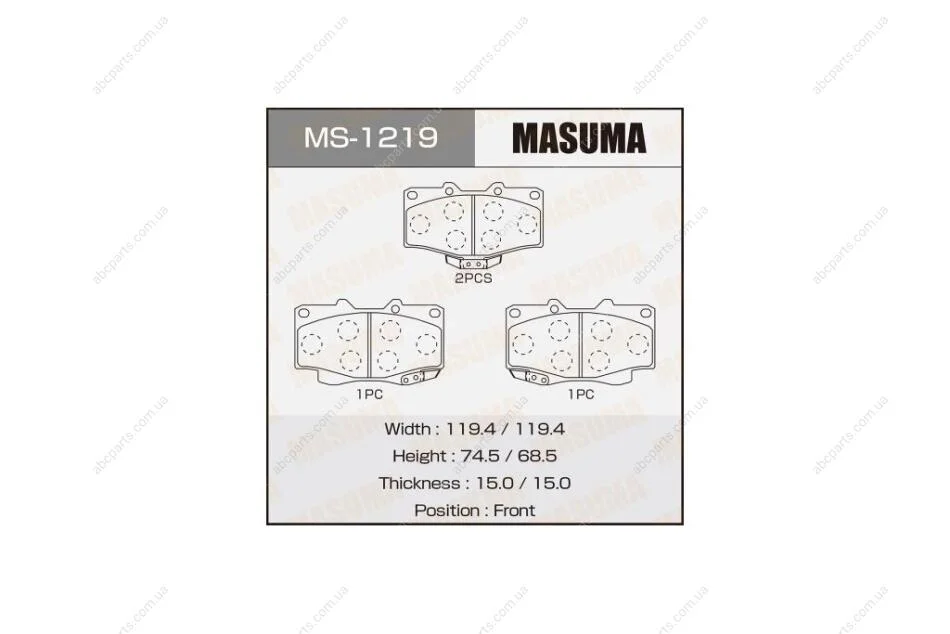 Колодки тормозные передн AN-303WK, NP1098, P83009 (MS1219) MASUMA 'MS1219 (фото 1)
