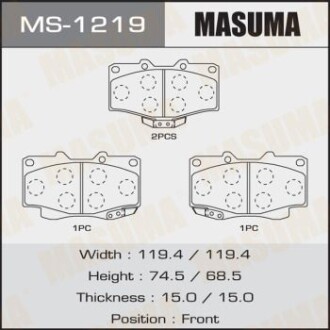 Колодки тормозные передн AN-303WK, NP1098, P83009 MASUMA 'MS1219