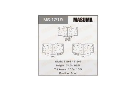 Колодки тормозные передн AN-303WK, NP1098, P83009 (MS1219) MASUMA 'MS1219