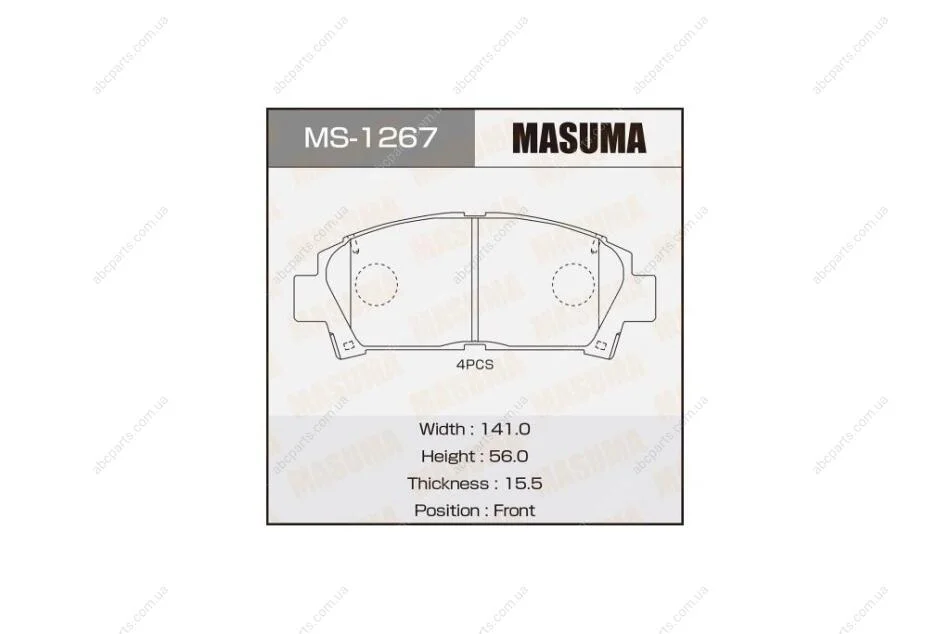 Гальмівні колодки передня AN-374K, NP1077, P83028, аналог MS-1362 (MS1267) MASUMA 'MS1267 (фото 1)