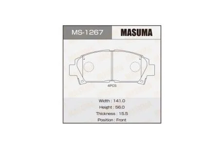 Колодки тормозные передн AN-374K, NP1077, P83028, аналог MS-1362 (MS1267) MASUMA 'MS1267