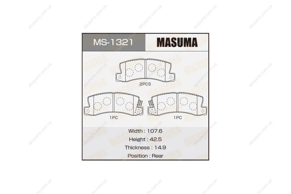 Колодки тормозные задн AN-420WK, NP1011, P83015 (MS1321) MASUMA 'MS1321 (фото 1)