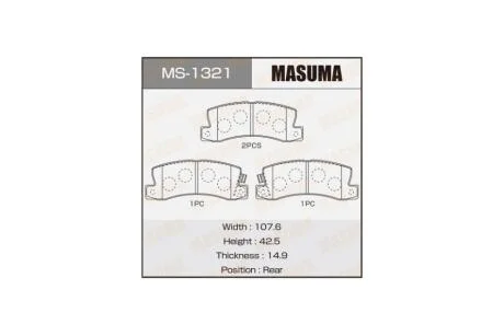 Гальмівні колодки задн AN-420WK, NP1011, P83015 (MS1321) MASUMA 'MS1321