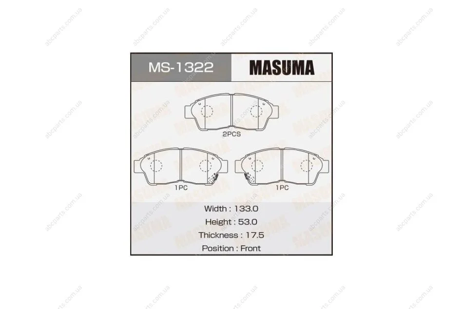 Колодки гальмівні передн Toyota Camry (-00), RAV 4 (-00) (MS-1322) MASUMA MS1322 (фото 1)