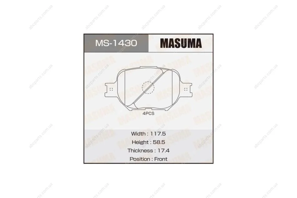 Колодки гальмівні передн Toyota Corolla (14-) (MS-1430) MASUMA MS1430 (фото 1)