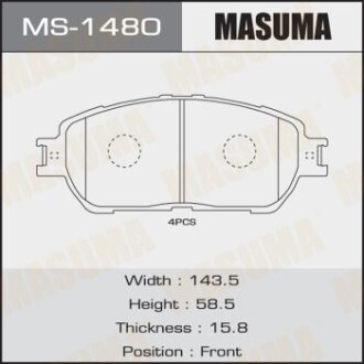 Колодки тормозные передн AN-670K, NP1024, P83105 MASUMA 'MS1480