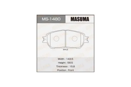 Гальмівні колодки передня AN-670K, NP1024, P83105 (MS1480) MASUMA 'MS1480