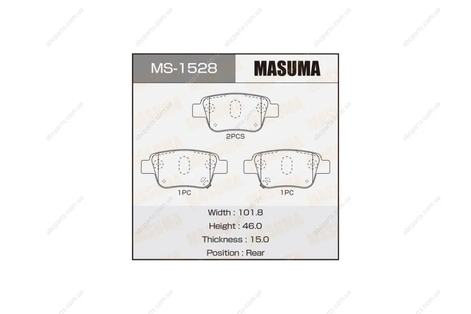Колодки тормозные задн Toyota Avensis (03-08) (MS-1528) MASUMA MS1528 (фото 1)