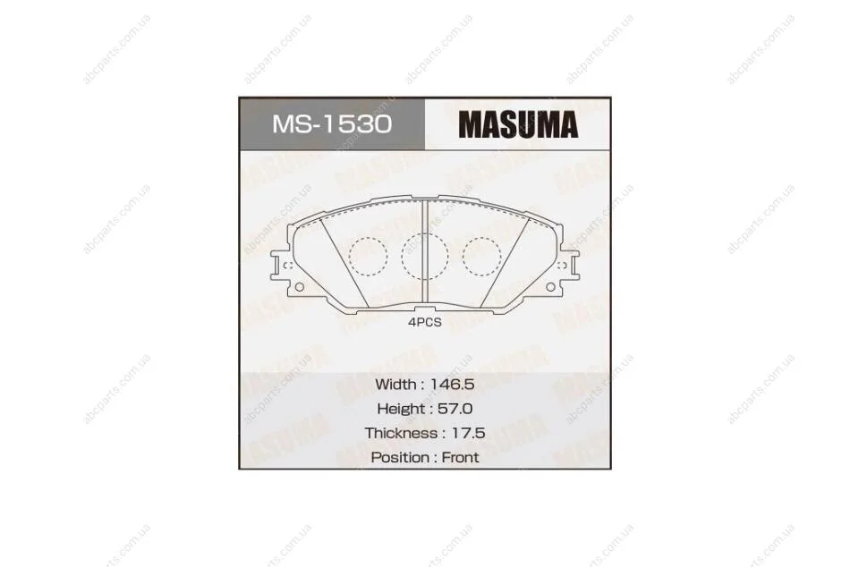 Колодки гальмівні передн Toyota Auris (10-), RAV 4 (05-16) (MS-1530) MASUMA MS1530 (фото 1)