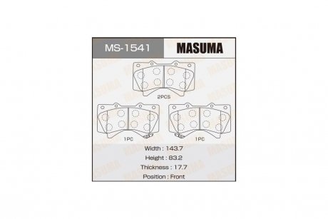 Колодки тормозные передн Lexus LX570/ Toyota Land Cruiser (07-) (MS-1541) MASUMA MS1541