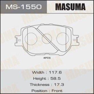 Колодки тормозные передн AN-636K, NP1021, P83054 MASUMA 'MS1550