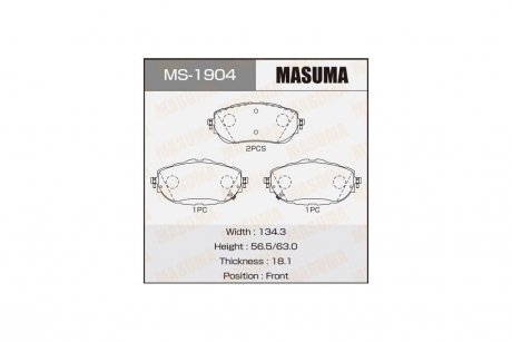 Колодки тормозные передн Toyota Auris, Corolla (13-) (MS-1904) MASUMA MS1904