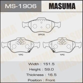 Колодки тормозные передн AN-8060WK, NP1129, P83085 MASUMA 'MS1906