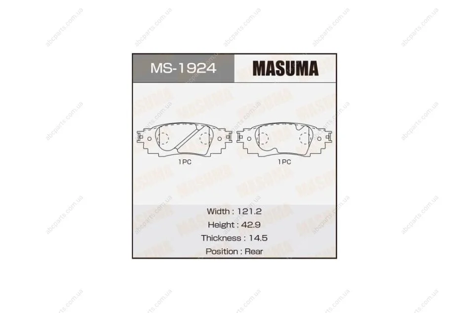 Колодки тормозные задн Toyota CH-R (16-), Camry (17-), RAV 4 (19-) (MS-1924) MASUMA MS1924 (фото 1)
