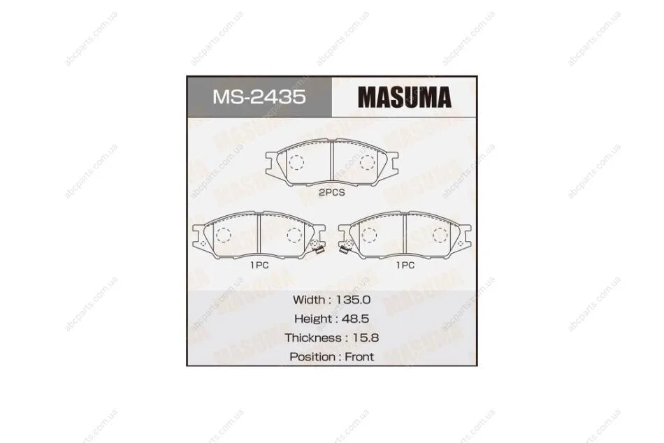 Колодки гальмівні передн Mitsubishi Lancer (00-08) (MS-2435) MASUMA MS2435 (фото 1)