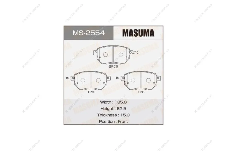 Колодки гальмівні передн Nissan Murano, Qashqai 2.5, 3.5 (07-) (MS-2554) MASUMA MS2554 (фото 1)