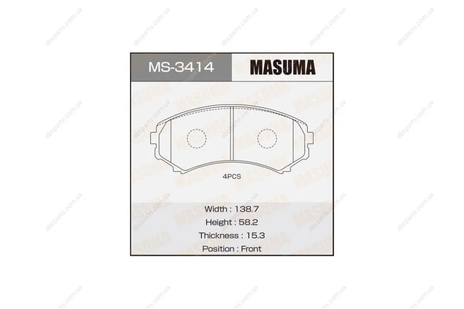 Колодки тормозные передн Mitsubishi Pajero (00-) (MS-3414) MASUMA MS3414 (фото 1)