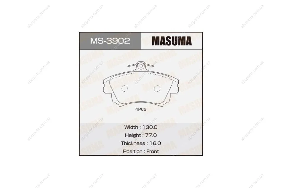 Колодки гальмівні (MS-3902) MASUMA MS3902 (фото 1)