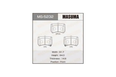 Гальмівні колодки передня AN-298WK, NP5010, P49016 (MS5232) MASUMA 'MS5232