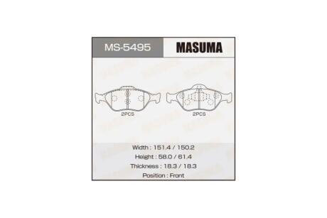 Колодки тормозные переднTOYOTA YARIS (10-16), MAZDA 2 (07-15), FORD FIESTA VI (09-14) (MS-5495) MASUMA MS5495