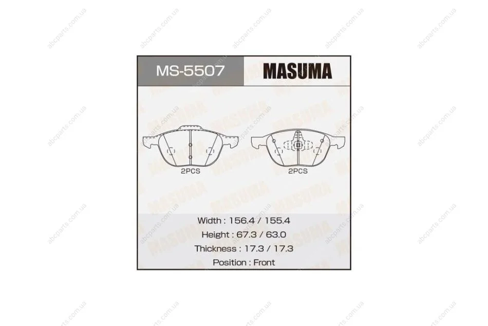 Колодки тормозные передн Ford Focus (04-)/ Mazda 3 (03-), 5 (05-15) (MS-5507) MASUMA MS5507 (фото 1)