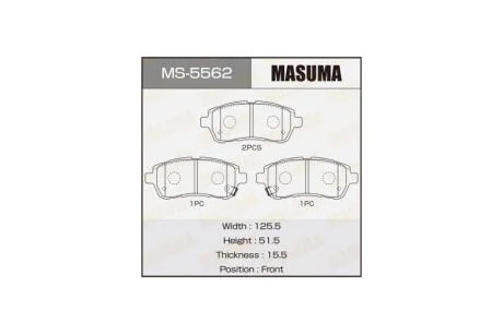 Колодки тормозные передн AN-754WK, NP5030, P16013 (MS5562) MASUMA 'MS5562