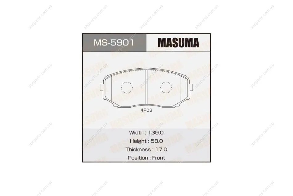 Колодки гальмівні передн Mazda CX-7 (07-12), CX-9 (17-) (MS-5901) MASUMA MS5901 (фото 1)