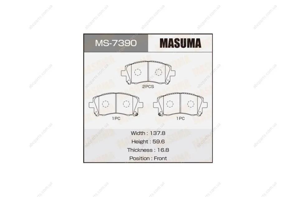 Колодки тормозные передн AN-463WK, NP7000, P78010 (MS7390) MASUMA 'MS7390 (фото 1)