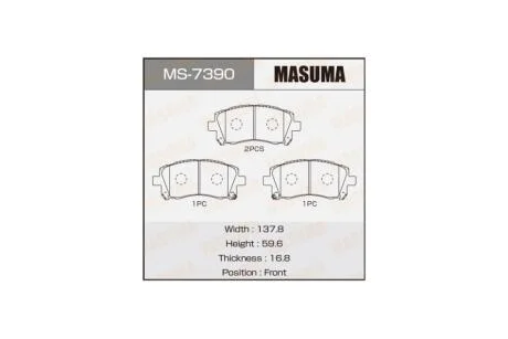 Колодки тормозные передн AN-463WK, NP7000, P78010 (MS7390) MASUMA 'MS7390