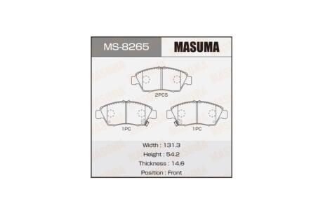 Колодки тормозные передн HONDA CIVIC IX (FB, FG) 1.8 (FB2) (12-17), HONDA CR-Z (10-15), SUZUKI SX4 (MS-8265) MASUMA MS8265