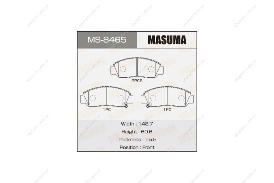 Колодки гальмівні передн Honda Accord (02-05), Civic (06-11), FR-V (05-09) (MS-8465) MASUMA MS8465 (фото 1)