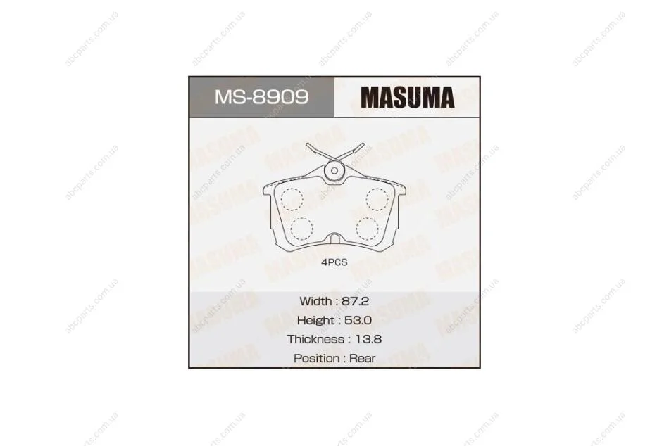Колодки тормозные задн HONDA CIVIC IX (08-16) (MS-8909) MASUMA MS8909 (фото 1)