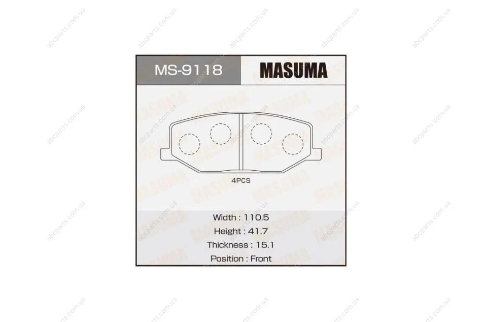 Колодки гальмівні (MS-9118) MASUMA MS9118 (фото 1)