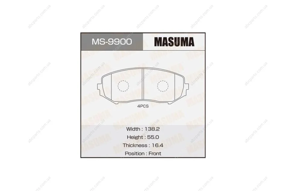 Колодки гальмівні (MS-9900) MASUMA MS9900 (фото 1)