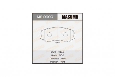 Колодки тормозные (MS-9900) MASUMA MS9900