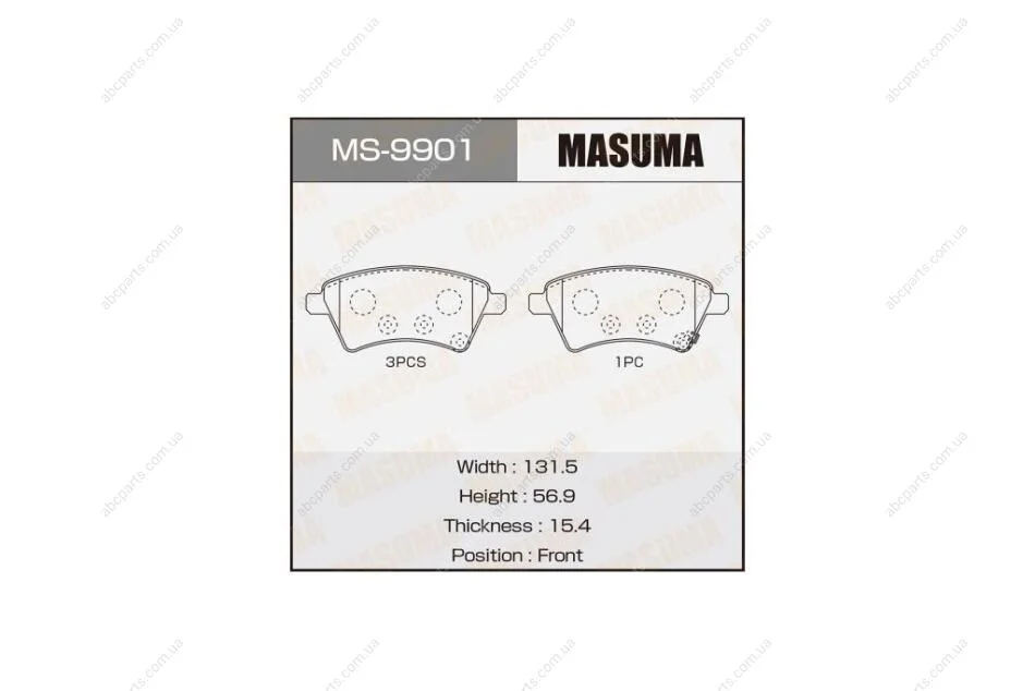 Колодки гальмівні (MS-9901) MASUMA MS9901 (фото 1)