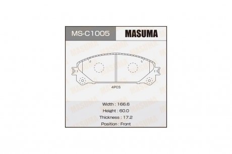 Колодки тормозные передн Lexus NX 300 (17-), RX 350 (08-)/ Toyota Highlander (13-) (MS-C1005) MASUMA MSC1005