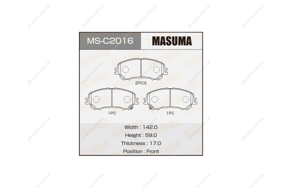 Колодки гальмівні передн Nissan Qashqai (13-), X-Trail (13-) (MS-C2016) MASUMA MSC2016 (фото 1)