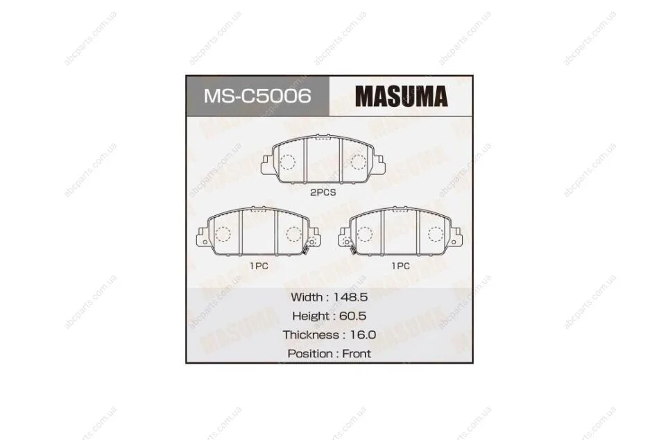 Колодки гальмівні передн Honda Accord (13-) (MS-C5006) MASUMA MSC5006 (фото 1)