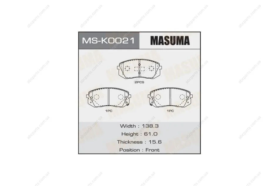 Колодки тормозные передн (MS-K0021) MASUMA MSK0021 (фото 1)