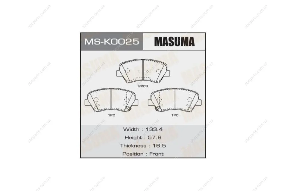 Колодки гальмівні (MS-K0025) MASUMA MSK0025 (фото 1)
