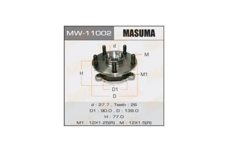 Маточина колеса переднього у зборі з підшипником Toyota Auris (06-), Avensis (11-), Corolla (06-), RAV 4 (05-) (MW-11002) MASUMA MW11002
