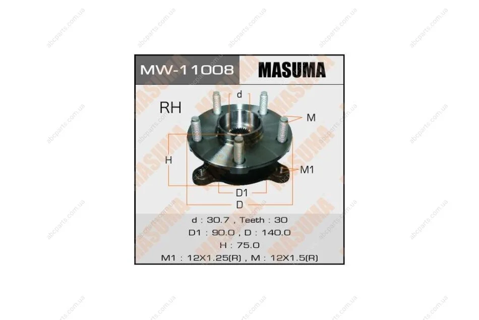 Маточина колеса переднього у зборі з підшипником Lexus GS 350 (11-15), IS 250 (05-15) (MW-11008) MASUMA MW11008 (фото 1)
