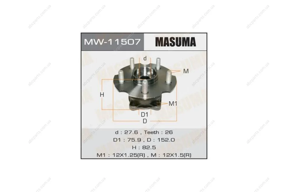 Ступица колеса заднего в сборе с подшипником Lexus NX200 (14-)/ Toyota RAV4 (05-) 4WD (MW-11507) MASUMA MW11507 (фото 1)