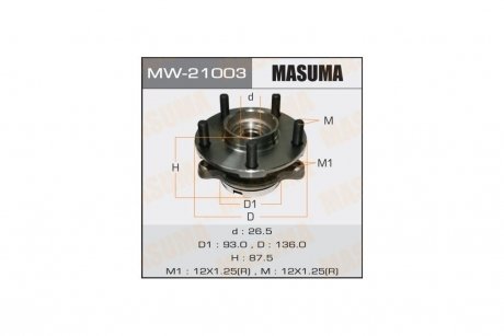 Ступица колеса переднего в сборе с подшипником Infinity FX 35 (02-12) G 37 (08-), M 37 (10-) 2WD (MW-21003) MASUMA MW21003